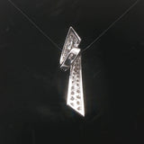14k White Gold and 0.60cttw Diamond Ribbon Slide Pendant 1.5"