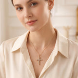 14k Yellow Gold and 0.50cttw Diamond Vintage Cross Pendant 1.5"