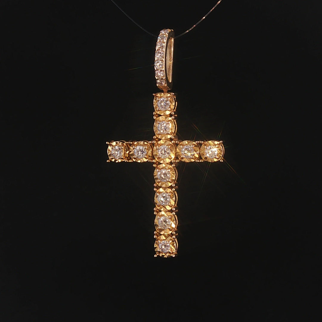 14k Yellow Gold and 0.50cttw Diamond Vintage Cross Pendant 1.5"