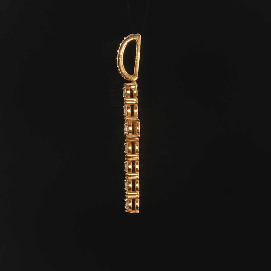 14k Yellow Gold and 0.50cttw Diamond Vintage Cross Pendant 1.5"