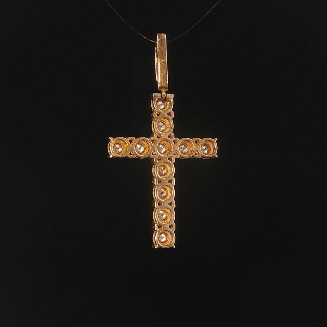 14k Yellow Gold and 0.50cttw Diamond Vintage Cross Pendant 1.5"