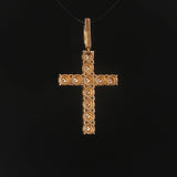14k Yellow Gold and 0.50cttw Diamond Vintage Cross Pendant 1.5"