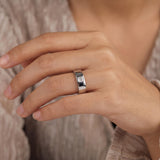 18k White Gold and 0.10ct Princess Cut Diamond Band Ring Size 8