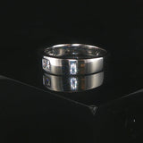 18k White Gold and 0.10ct Princess Cut Diamond Band Ring Size 8