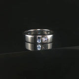 18k White Gold and 0.10ct Princess Cut Diamond Band Ring Size 8