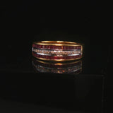 18k Yellow Gold 0.87cttw Ruby and 0.07cttw Diamond Band Ring Size 6.5