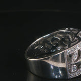 18k White Gold and 0.75cttw Diamond Vintage Floral Filigree Band Ring Size 7