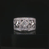 18k White Gold and 0.75cttw Diamond Vintage Floral Filigree Band Ring Size 7