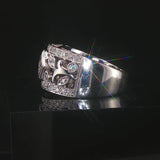 18k White Gold and 0.75cttw Diamond Vintage Floral Filigree Band Ring Size 7