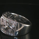 18k White Gold and 0.75cttw Diamond Vintage Floral Filigree Band Ring Size 7