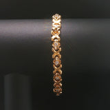 14k Yellow Gold 31g Solid Heavy Ladies Diamond Fancy X Link Bracelet 7.5"
