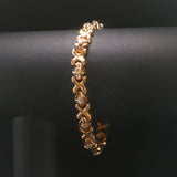14k Yellow Gold 31g Solid Heavy Ladies Diamond Fancy X Link Bracelet 7.5"