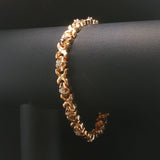 14k Yellow Gold 31g Solid Heavy Ladies Diamond Fancy X Link Bracelet 7.5"