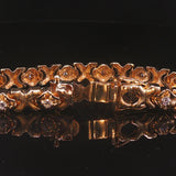 14k Yellow Gold 31g Solid Heavy Ladies Diamond Fancy X Link Bracelet 7.5"