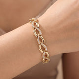 14k Yellow Gold 23.7g Solid Ladies 1cttw Diamond Fancy Link Bracelet 7"