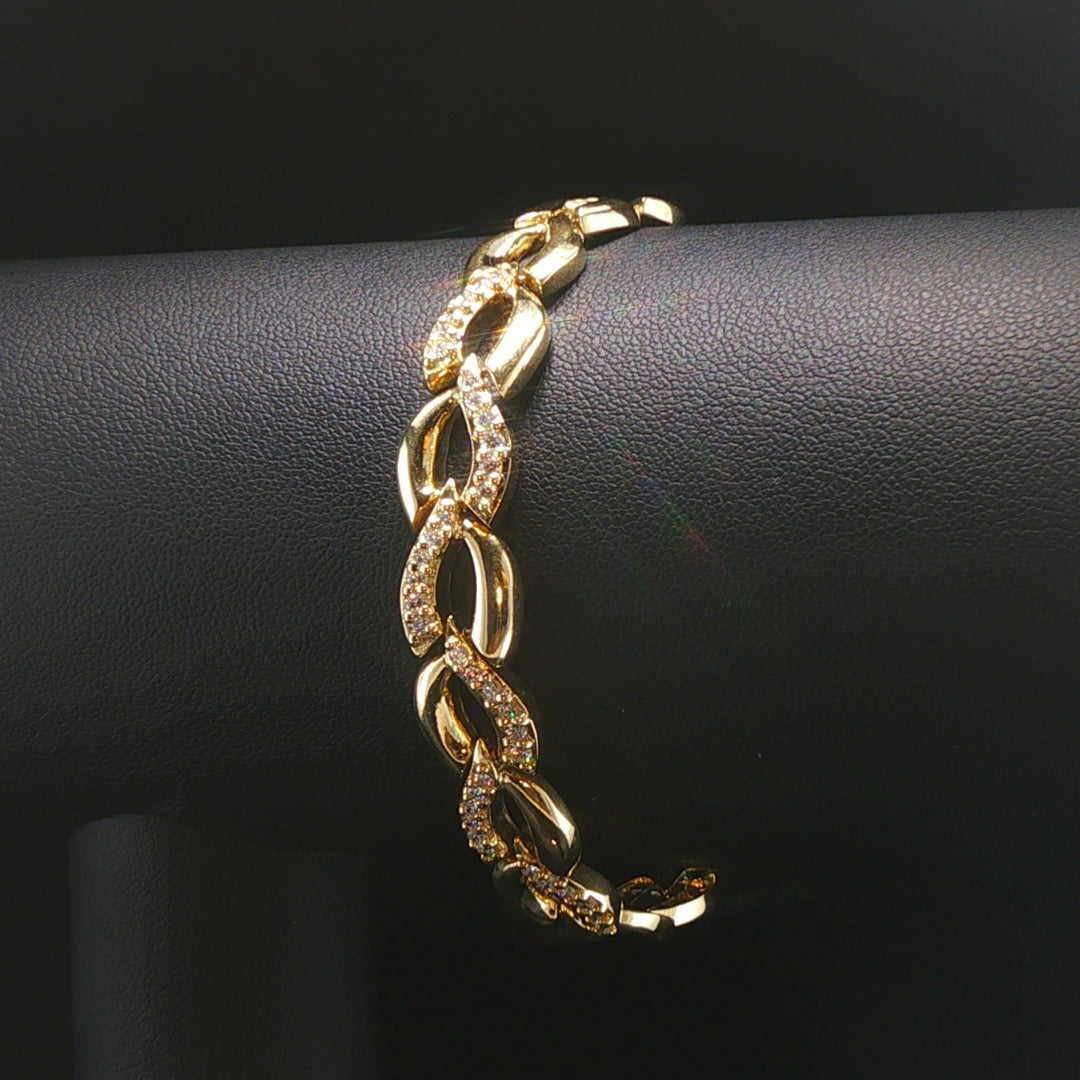 14k Yellow Gold 23.7g Solid Ladies 1cttw Diamond Fancy Link Bracelet 7"