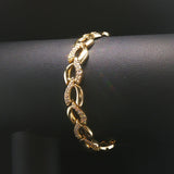 14k Yellow Gold 23.7g Solid Ladies 1cttw Diamond Fancy Link Bracelet 7"