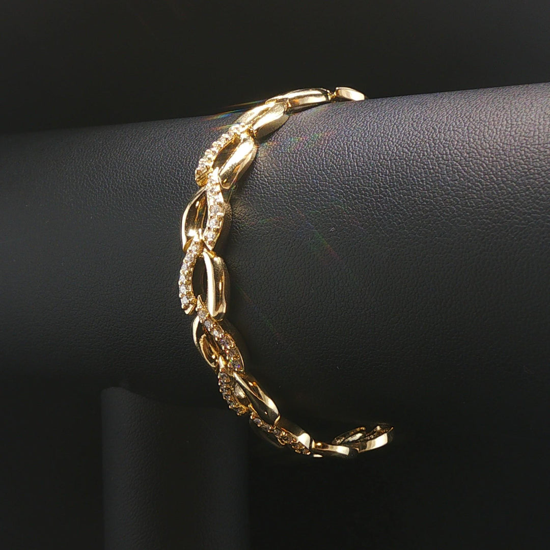14k Yellow Gold 23.7g Solid Ladies 1cttw Diamond Fancy Link Bracelet 7"