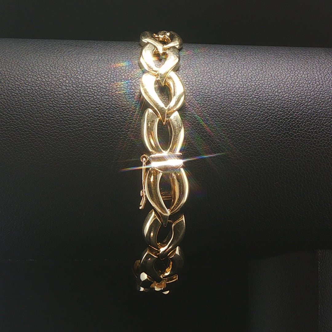 14k Yellow Gold 23.7g Solid Ladies 1cttw Diamond Fancy Link Bracelet 7"