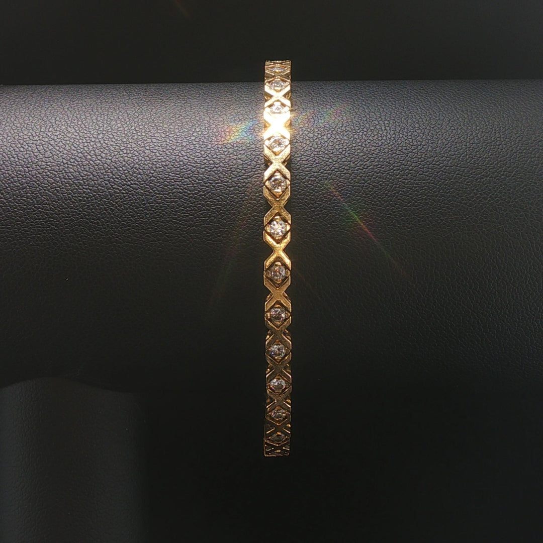 14k Yellow Gold 16g Solid Ladies 1.75cttw Diamond Vintage X Link Bracelet 7"