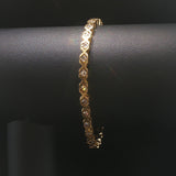 14k Yellow Gold 16g Solid Ladies 1.75cttw Diamond Vintage X Link Bracelet 7"