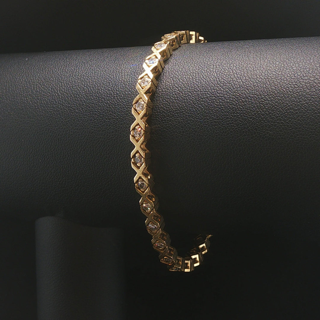 14k Yellow Gold 16g Solid Ladies 1.75cttw Diamond Vintage X Link Bracelet 7"