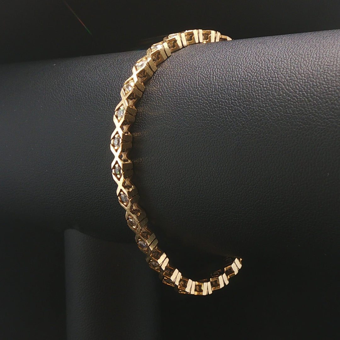 14k Yellow Gold 16g Solid Ladies 1.75cttw Diamond Vintage X Link Bracelet 7"