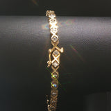 14k Yellow Gold 16g Solid Ladies 1.75cttw Diamond Vintage X Link Bracelet 7"