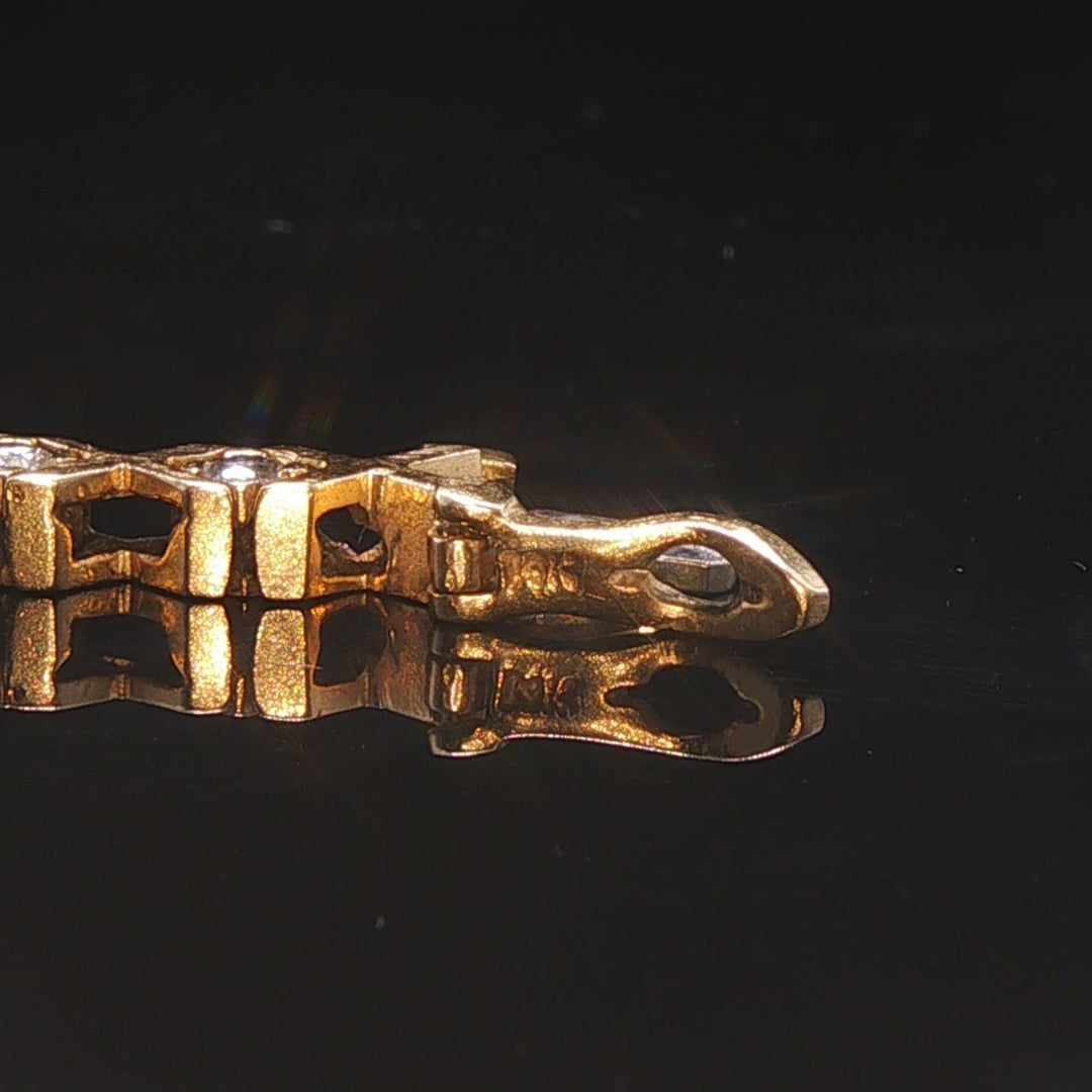 14k Yellow Gold 16g Solid Ladies 1.75cttw Diamond Vintage X Link Bracelet 7"