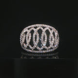 14k White Gold Onyx and 1cttw Diamond Interlocking Band Ring Size 6.5