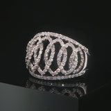 14k White Gold Onyx and 1cttw Diamond Interlocking Band Ring Size 6.5