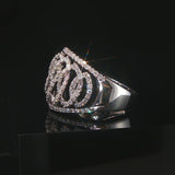 14k White Gold Onyx and 1cttw Diamond Interlocking Band Ring Size 6.5