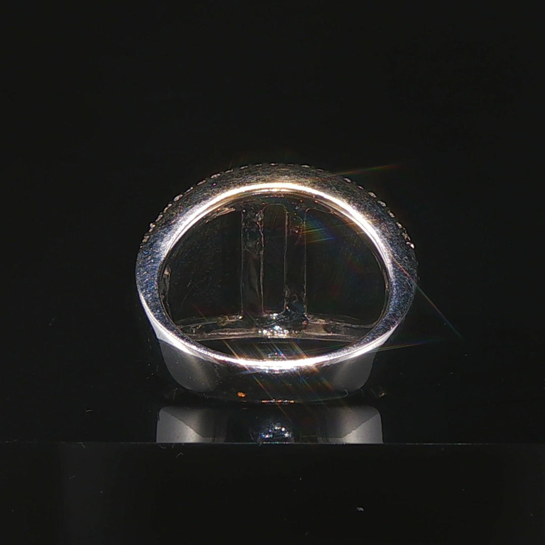 14k White Gold Onyx and 1cttw Diamond Interlocking Band Ring Size 6.5