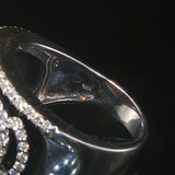 14k White Gold Onyx and 1cttw Diamond Interlocking Band Ring Size 6.5