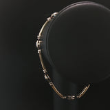 14k Yellow and White Gold Topaz and Diamond Vintage Solid 18.6g Link Bracelet 8"