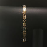 14k Yellow and White Gold Topaz and Diamond Vintage Solid 18.6g Link Bracelet 8"