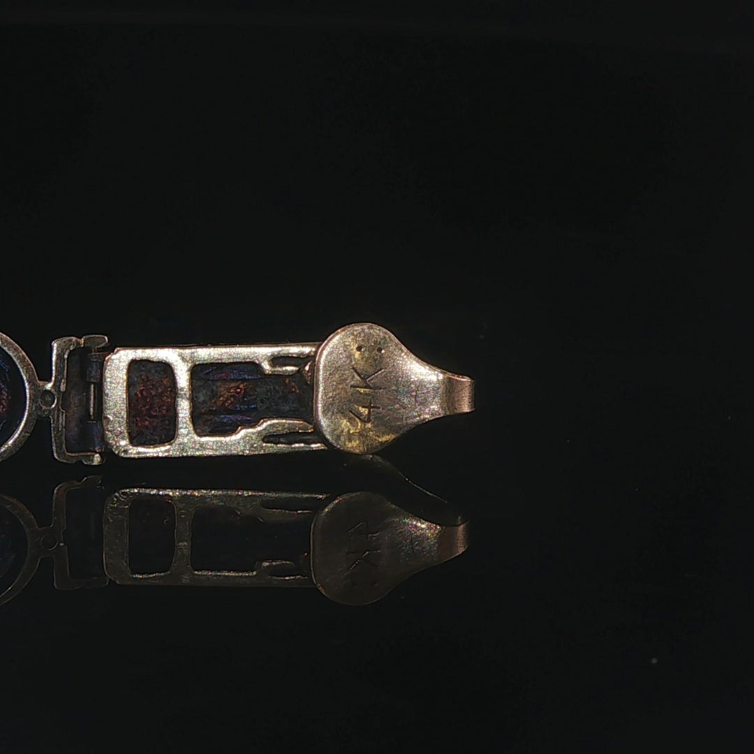 14k Yellow and White Gold Topaz and Diamond Vintage Solid 18.6g Link Bracelet 8"