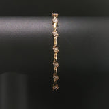 14k Yellow Gold and 1.5cttw Diamond Fancy Floral  Link Bracelet 7"