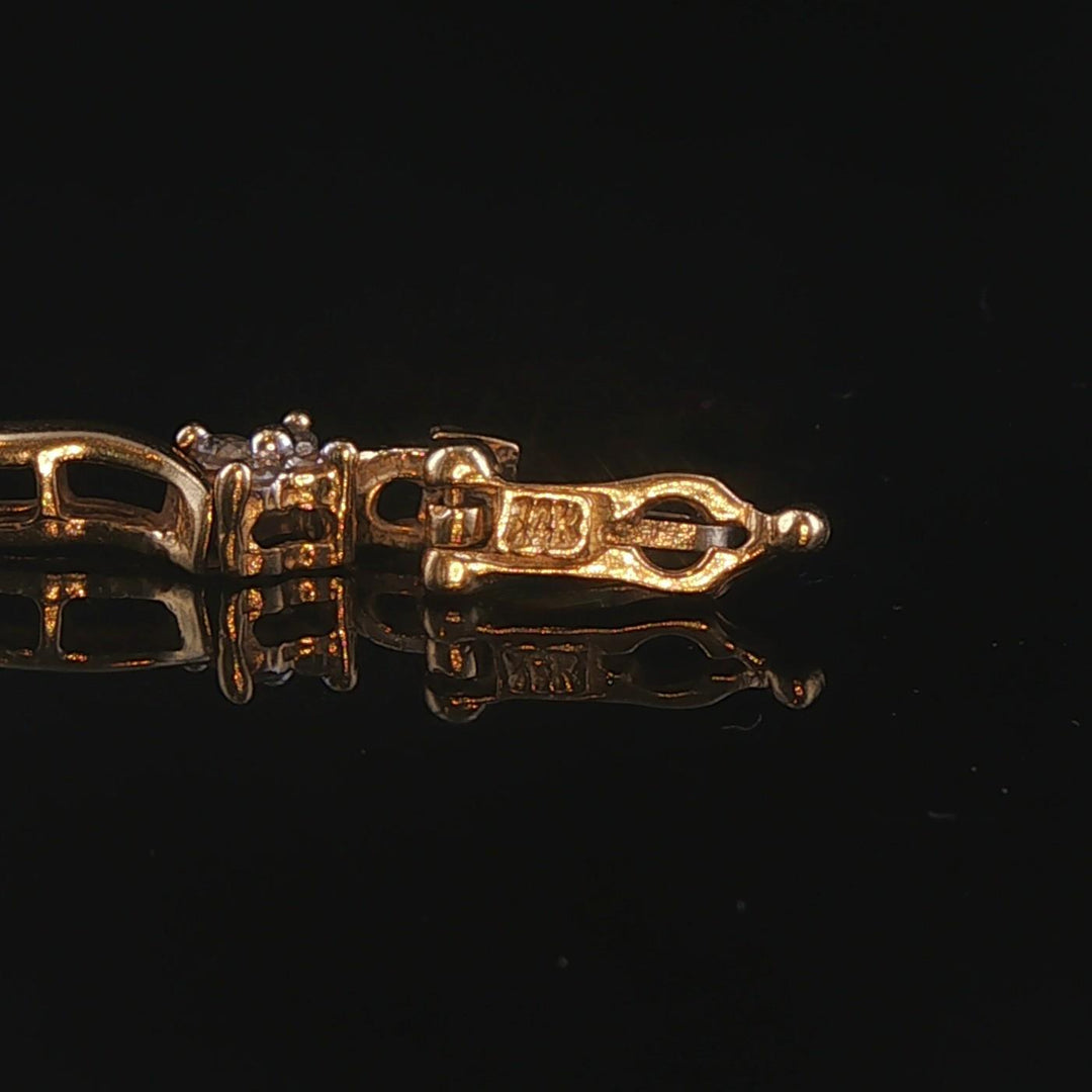 14k Yellow Gold and 1.5cttw Diamond Fancy Floral  Link Bracelet 7"