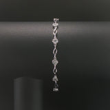 14k White Gold and 1cttw Diamond Cluster Floral Link Bracelet 7"