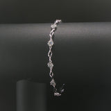 14k White Gold and 1cttw Diamond Cluster Floral Link Bracelet 7"