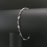 14k White Gold and 1cttw Diamond Cluster Floral Link Bracelet 7"