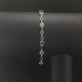 14k White Gold and 1cttw Diamond Cluster Floral Link Bracelet 7"