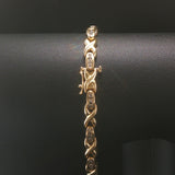 14k Yellow Gold 15.5g Solid 1.25cttw Diamond Vintage X Link Bracelet 7.25"