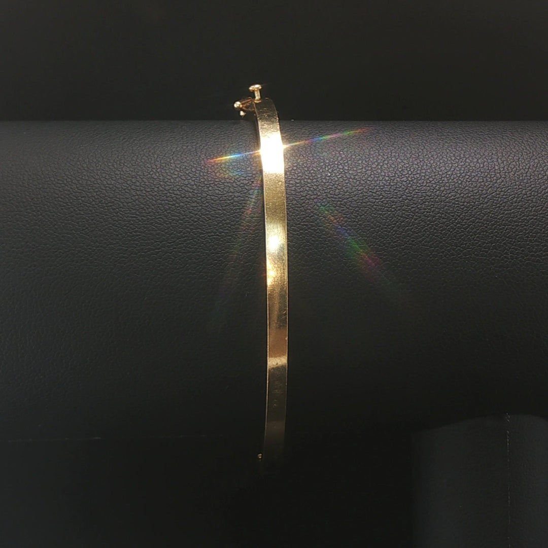 14k Yellow Gold and 0.15ct Bezel Set Diamond Bypass Bangle Bracelet 6.75"