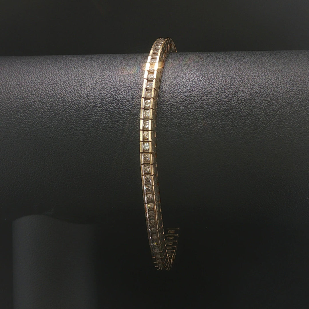 14k Yellow Gold and 1cttw Channel Set Diamond 22.3g Heavy Vintage Bracelet 7.25"