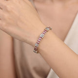 14k Yellow and White Gold Ruby and 2cttw Diamond Solid 18g Bar Link Bracelet 7"