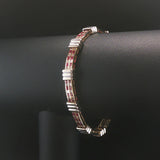 14k Yellow and White Gold Ruby and 2cttw Diamond Solid 18g Bar Link Bracelet 7"