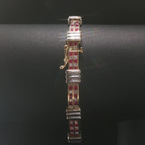 14k Yellow and White Gold Ruby and 2cttw Diamond Solid 18g Bar Link Bracelet 7"