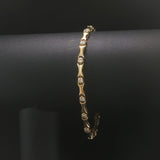 14k Yellow Gold and 1cttw Diamond 12g Vintage Bar Link Bracelet 7.5"